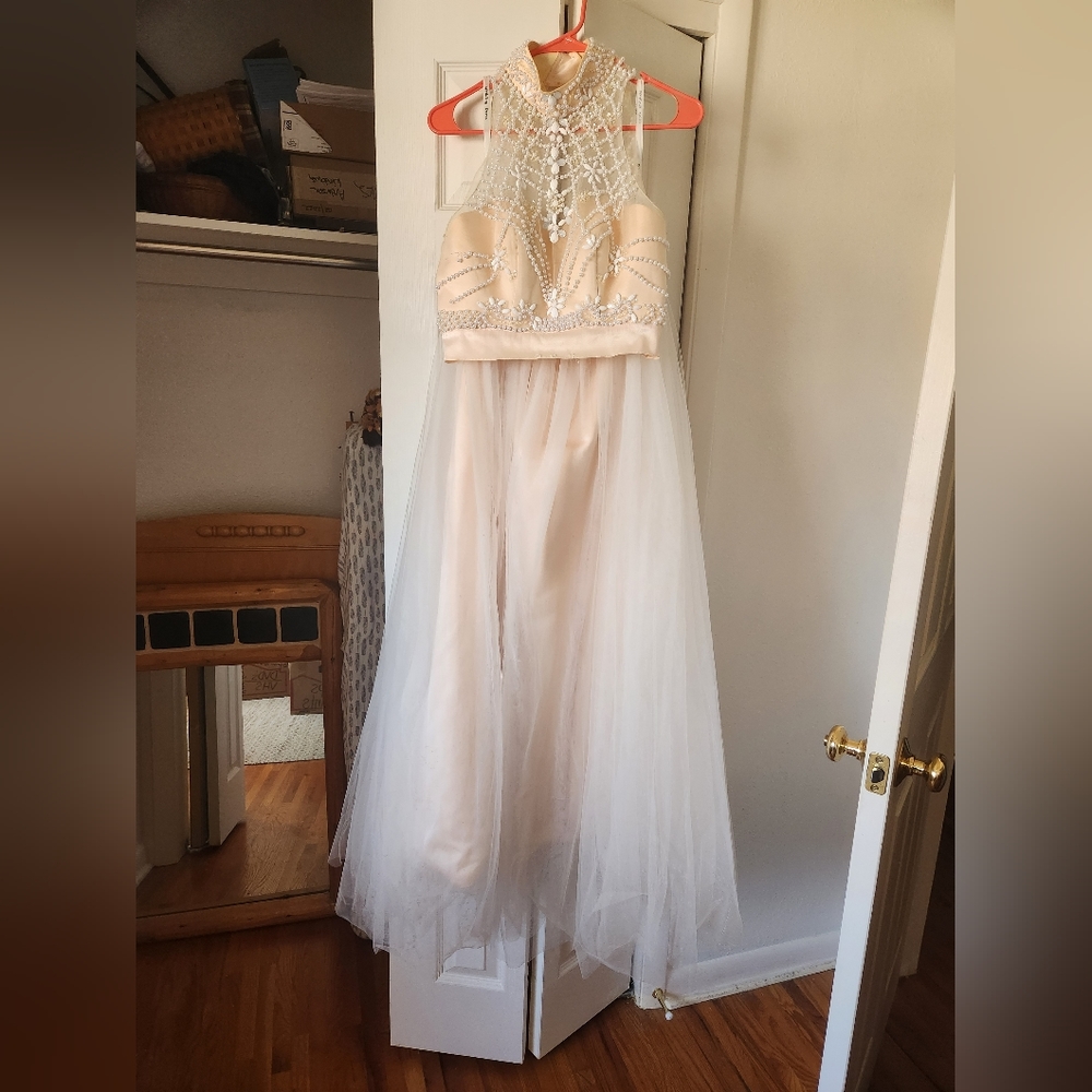 Tulle ball gown 2 piece prom dress
